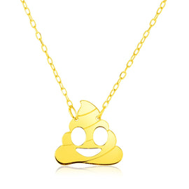 Yellow Gold 14k Women's Necklace with Poop Emoji Symbol