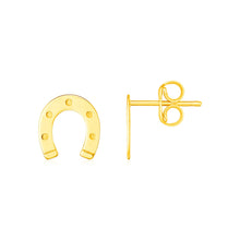 Load image into Gallery viewer, 14K Yellow Gold Horseshoe Earrings
