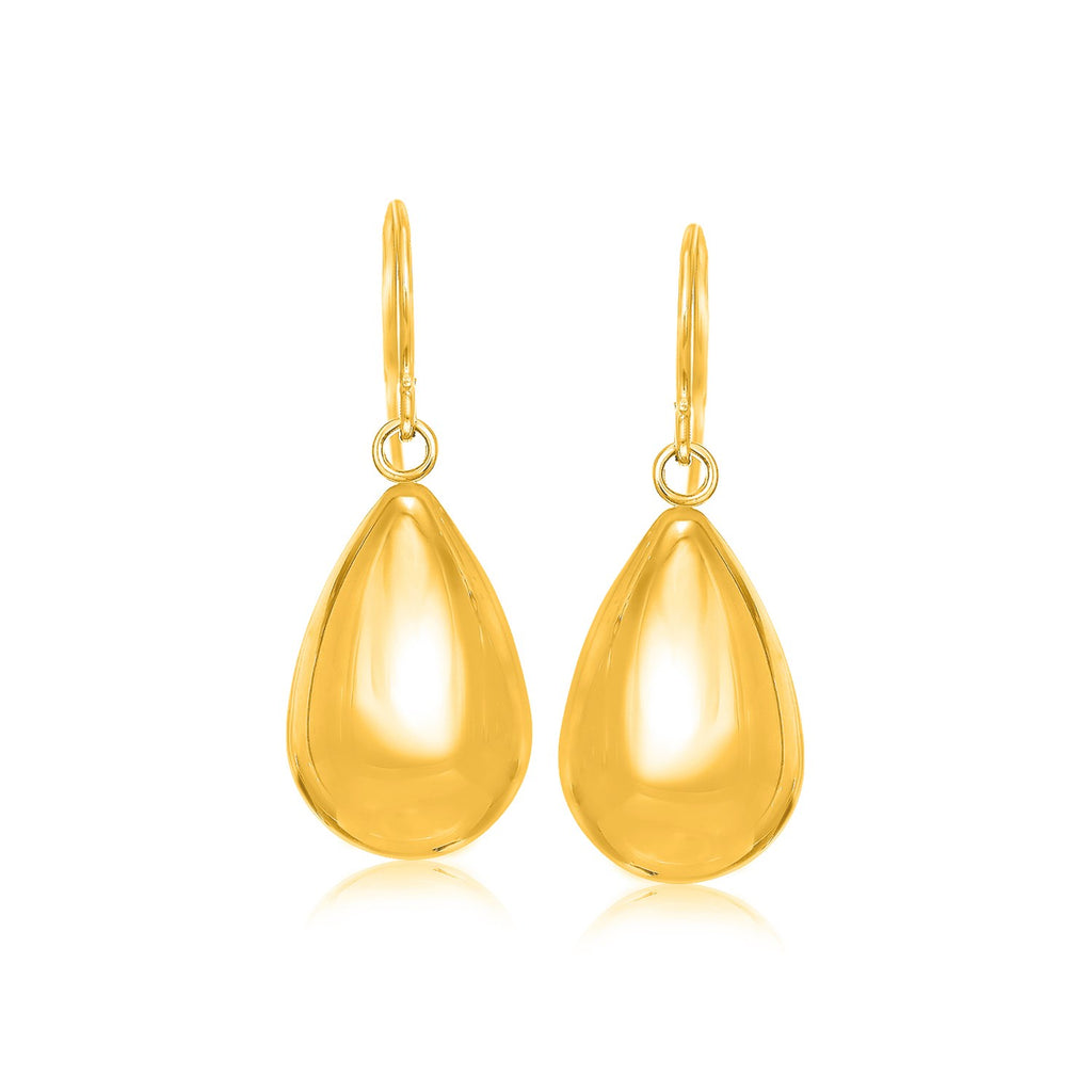Yellow Gold 14k Polished Teardrop Motif Drop Earrings
