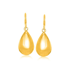 Yellow Gold 14k Polished Teardrop Motif Drop Earrings