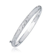 Load image into Gallery viewer, White Gold 14k Weave Diamond Cut Dome Children&#39;s Bangle