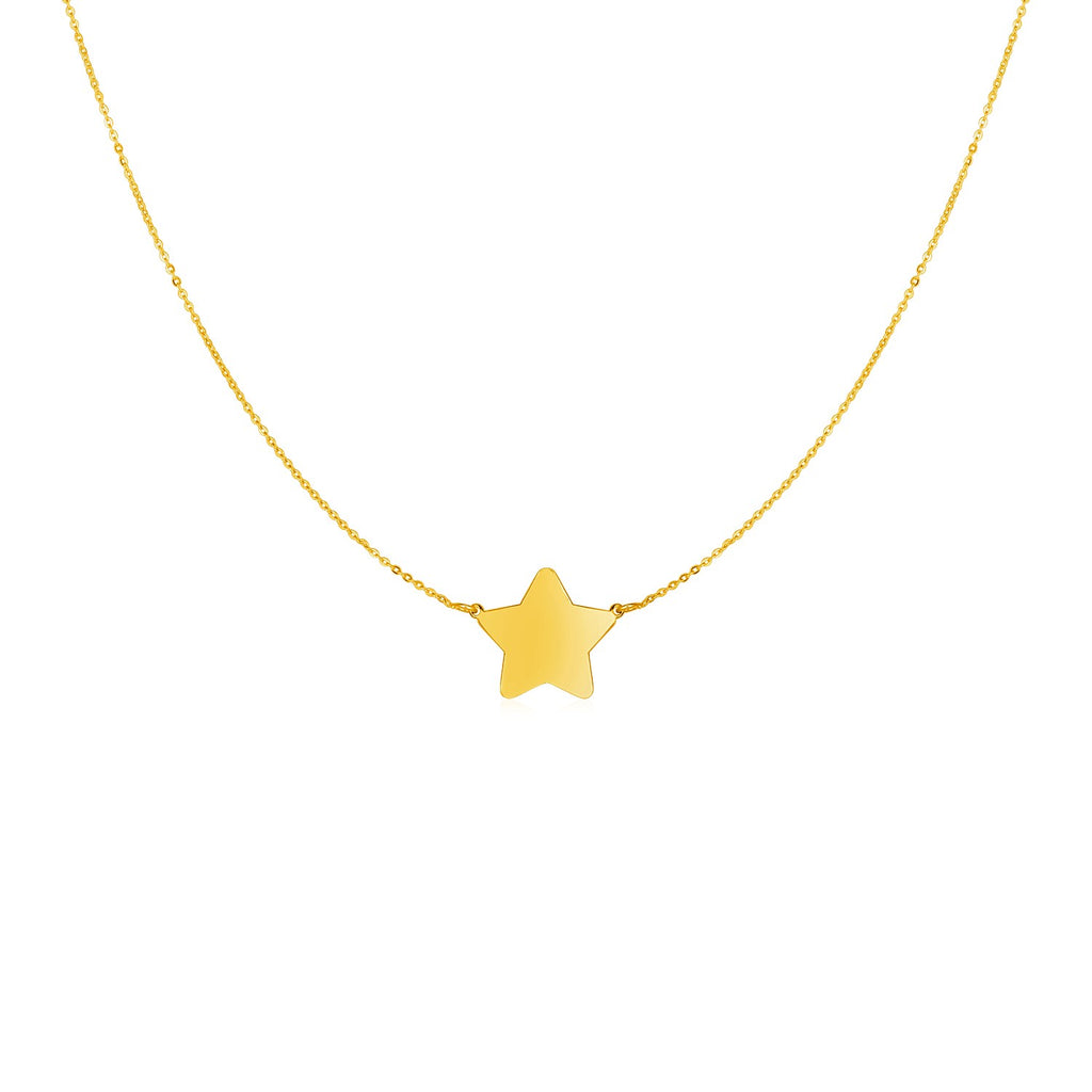 Yellow Gold 14k Women's Fancy Necklace with Five Pointed Star