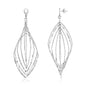 Sterling Silver Textured Leaf Motif Dangling Earrings