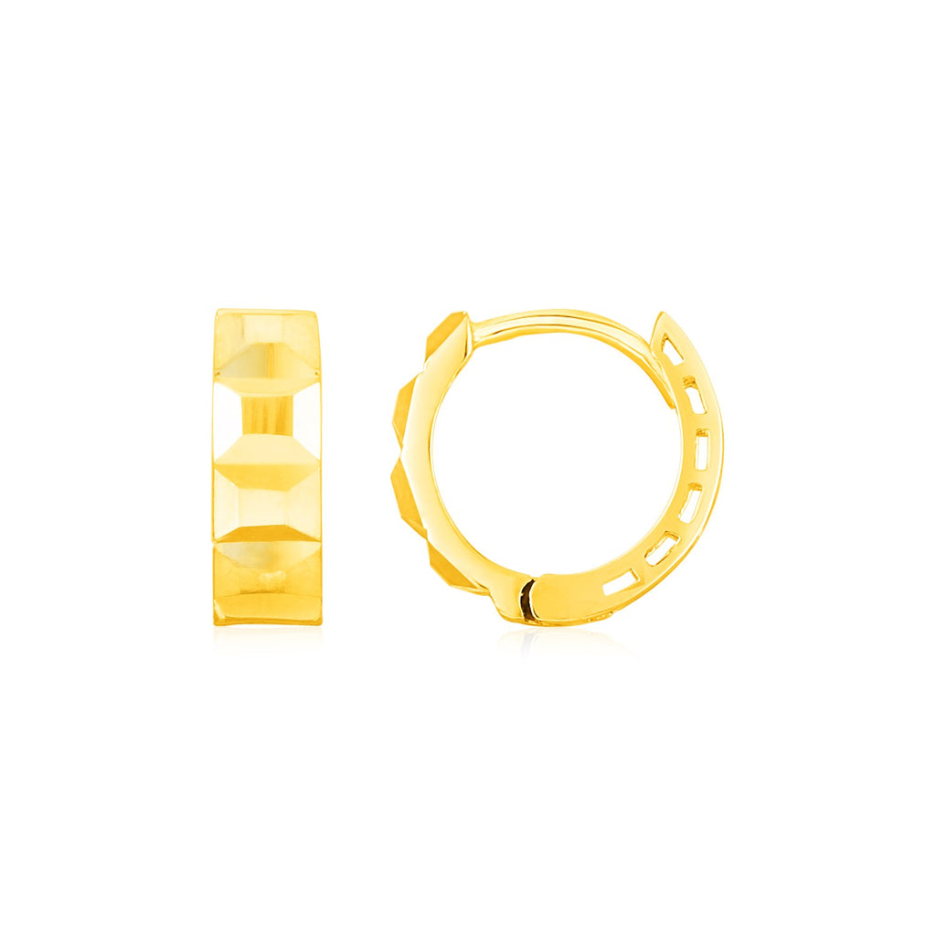 Yellow Gold 14k J Hoop Earrings in Hinged Snap Back