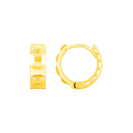 Yellow Gold 14k J Hoop Earrings in Hinged Snap Back