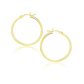 Yellow Gold 10k 25 mm Polished Hoop Earrings with Snap Lock Backing