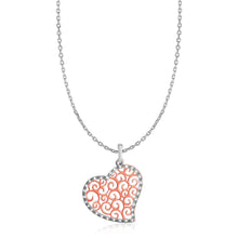 Load image into Gallery viewer, Sterling Silver Two Toned Spiral Motif Heart Necklace