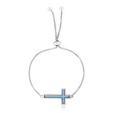 Load image into Gallery viewer, Sterling Silver Adjustable Enameled Cross Friendship Bracelet