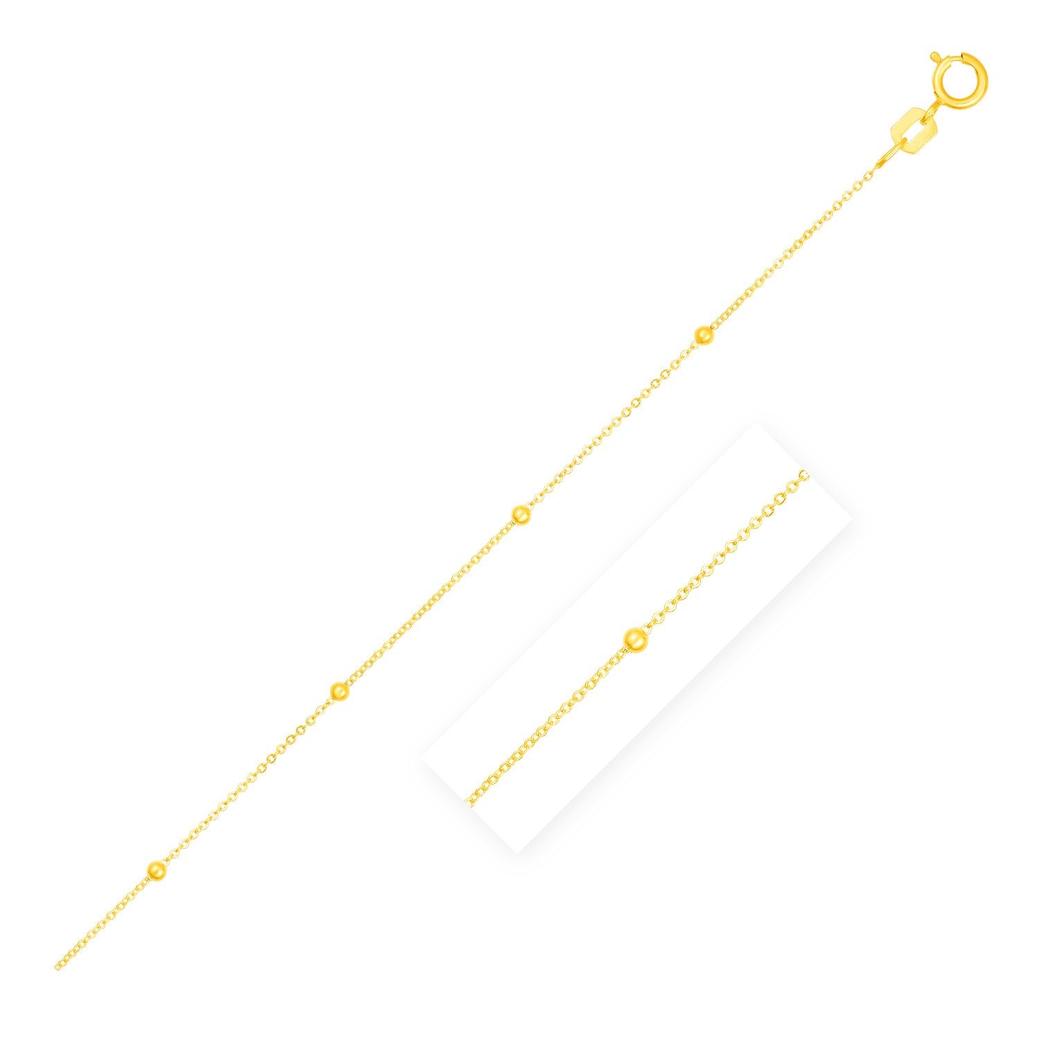 Yellow Gold 14k 3.5mm Bead Links Crafted Saturn Chain
