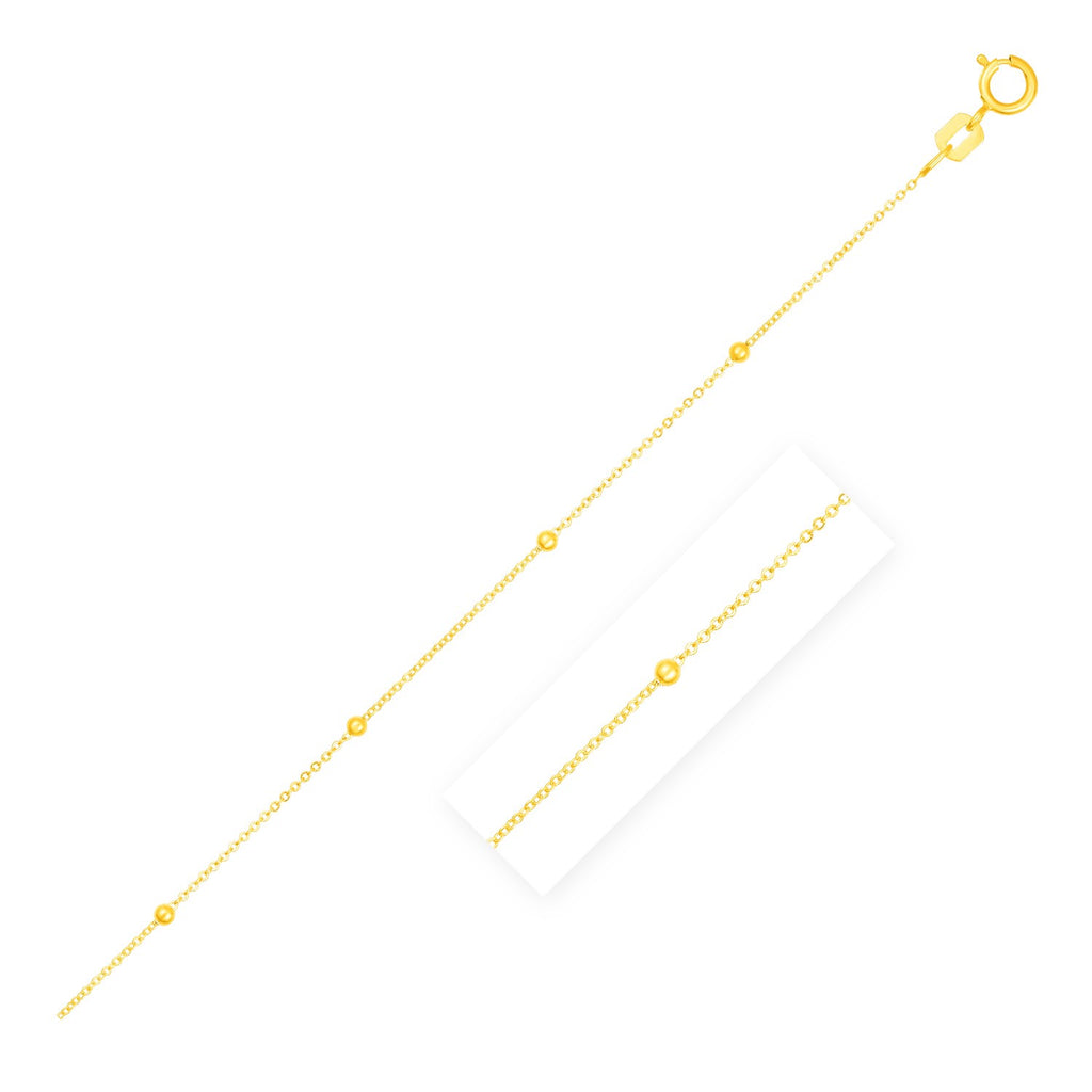 Yellow Gold 14k 3.5mm Bead Links Crafted Saturn Chain