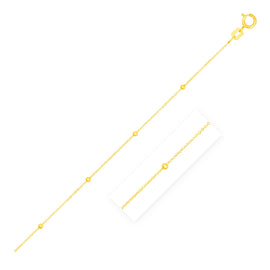 Yellow Gold 14k 3.5mm Bead Links Crafted Saturn Chain