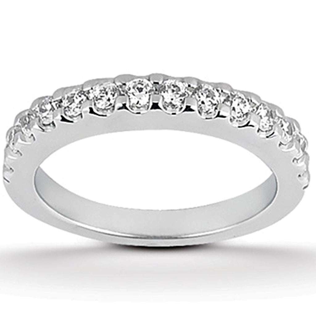 White Gold 14k Shared Prong Diamond Wedding Ring Band