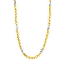 Load image into Gallery viewer, Two Tone Gold 14k Twisted Oval and Bar Mens Link Necklace