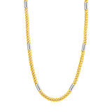 Two Tone Gold 14k Twisted Oval and Bar Mens Link Necklace