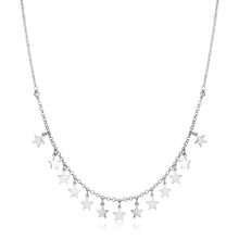 Load image into Gallery viewer, Sterling Silver Women&#39;s Link Necklace with Polished Stars