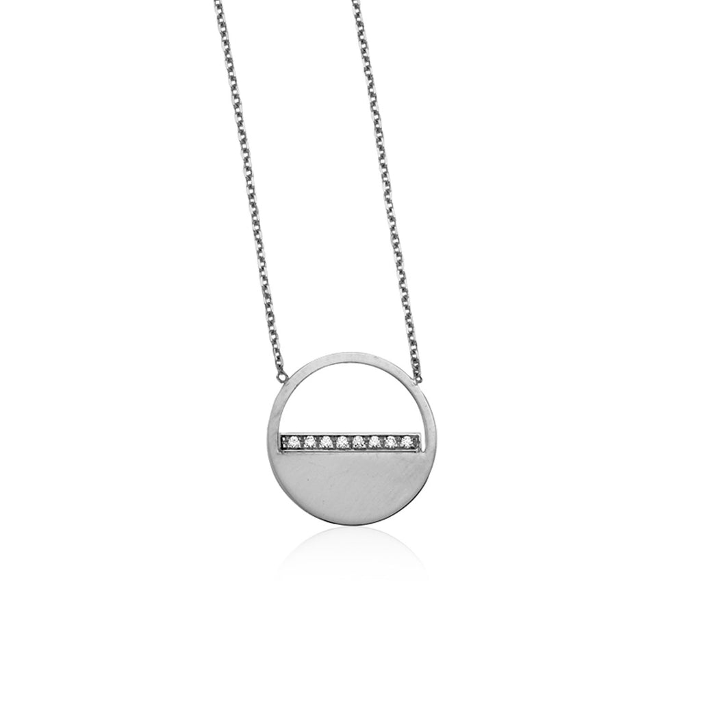 White Gold 14k Circle Women's Necklace with Diamonds
