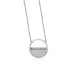 White Gold 14k Circle Women's Necklace with Diamonds
