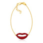 Yellow Gold 14k Women's Fancy Bracelet with Enameled Lips