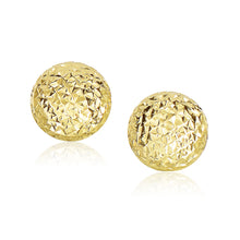 Load image into Gallery viewer, Yellow Gold 14K Puff Round Fancy Earrings with Diamond Cuts