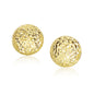 Yellow Gold 14K Puff Round Fancy Earrings with Diamond Cuts