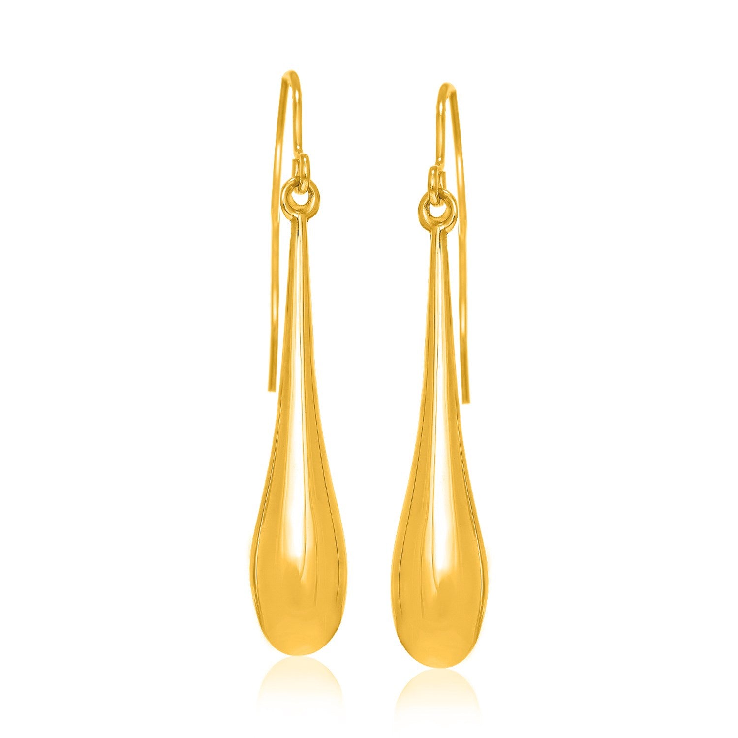 Yellow Gold 14k Long Polished Teardrop Dangling Earrings