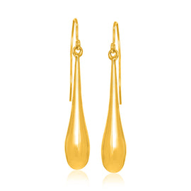 Yellow Gold 14k Long Polished Teardrop Dangling Earrings