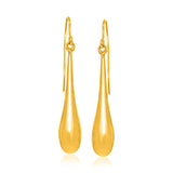 Yellow Gold 14k Long Polished Teardrop Dangling Earrings