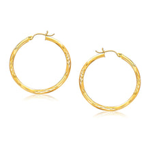 Load image into Gallery viewer, 14k Yellow Gold Fancy Diamond Cut Hoop Earrings (35mm Diameter)