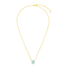 Load image into Gallery viewer, Yellow Gold 14k 17 inch Women&#39;s Link Necklace with Cushion Blue Topaz