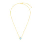 Yellow Gold 14k 17 inch Women's Link Necklace with Cushion Blue Topaz