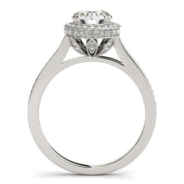 White Gold 14k Classic Channel Slim Shank Diamond Engagement Ring