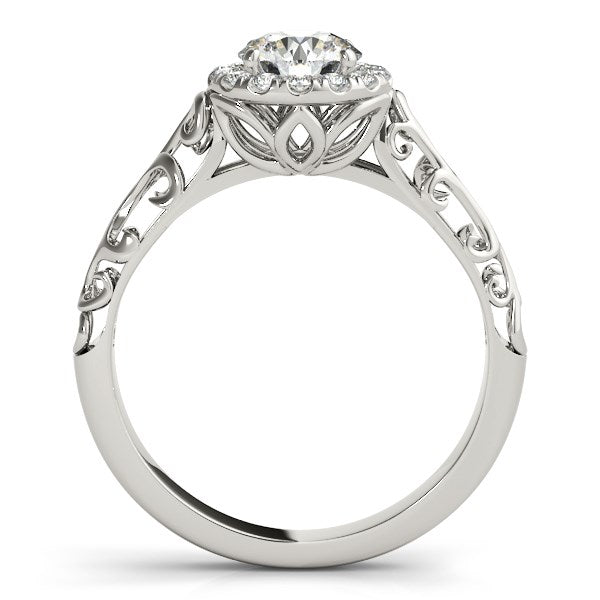 White Gold 14k Halo Antique Style Round Diamond Engagement Ring