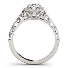 Load image into Gallery viewer, White Gold 14k Halo Antique Style Round Diamond Engagement Ring