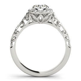 White Gold 14k Halo Antique Style Round Diamond Engagement Ring