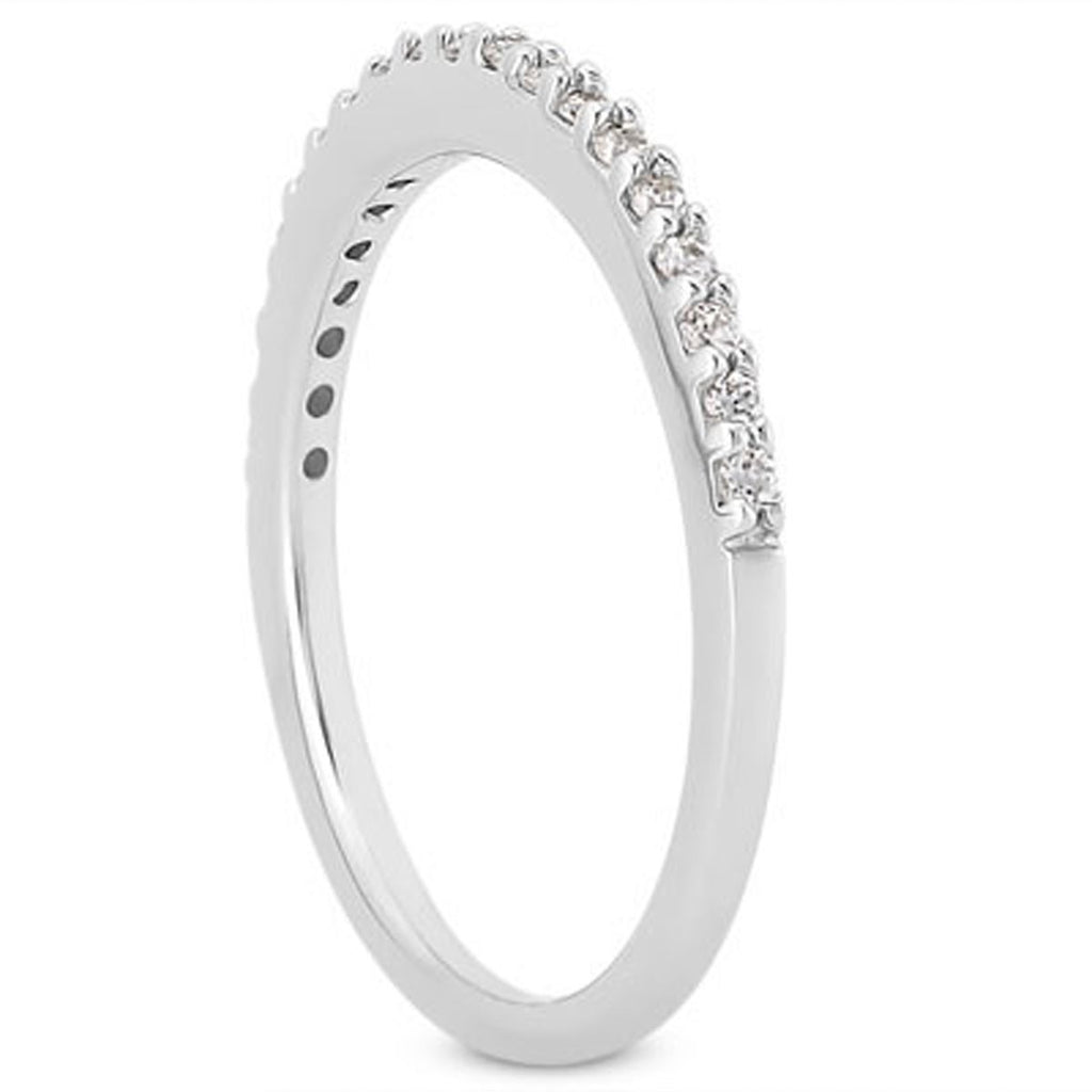 White Gold 14k Slim Profile Diamond Micro Prong Diamond Wedding Ring Band
