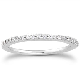 White Gold 14k Slim Profile Diamond Micro Prong Diamond Wedding Ring Band