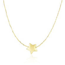 Load image into Gallery viewer, Yellow Gold 14k Women&#39;s Fancy Necklace with Shiny Puffed Sliding Star Charm