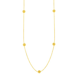 Station Necklace with Textured Love Knots in 14k Yellow Gold