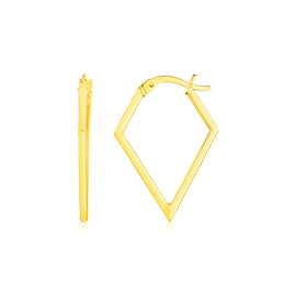 Yellow Gold 14k Diamond Motif Hoop Earrings in Hinged Snap Back