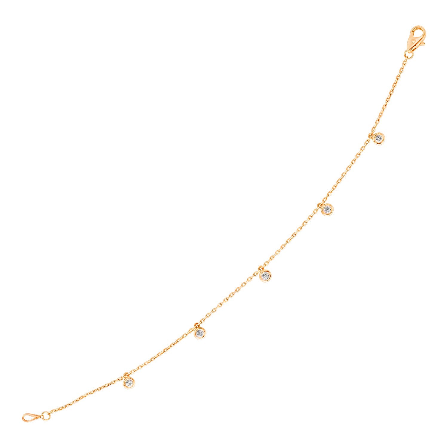 Rose Gold 14k 7 inch with Diamond Women's Charms Bracelet