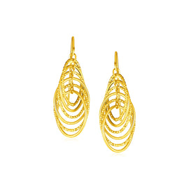 Yellow Gold 14k Post Dangling Earrings with Graduated Spiral