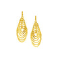 Yellow Gold 14k Post Dangling Earrings with Graduated Spiral