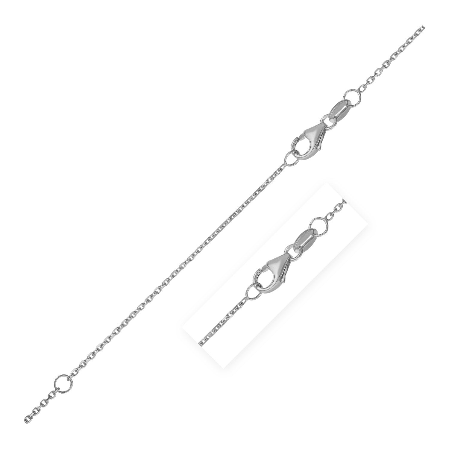 White Gold 14k 0.8mm Double Extendable Diamond Cut Cable Chain