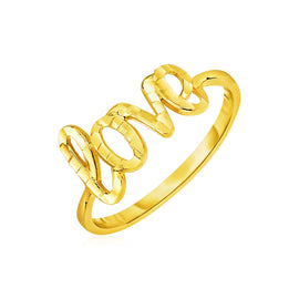 Yellow Gold 14k Fancy Ring with Love