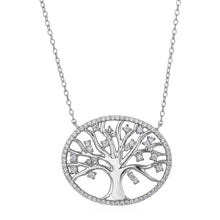 Load image into Gallery viewer, Sterling Silver Tree of Life Women&#39;s Necklace with Cubic Zirconia