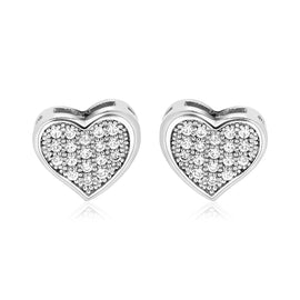 Sterling Silver Heart Earrings with Cubic Zirconias
