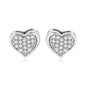 Sterling Silver Heart Earrings with Cubic Zirconias