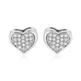Sterling Silver Heart Earrings with Cubic Zirconias