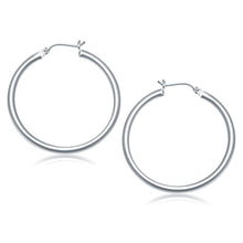 Load image into Gallery viewer, White Gold 10k 40 mm Polished Hoop Earrings with Snap Lock Backing