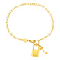 Yellow Gold 14k Women's Fancy Bracelet with Lock and Key